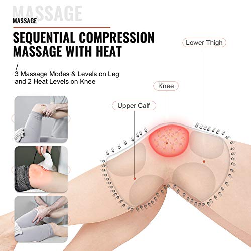 Fit King Knee With Heat,Air Compression Massage For Calf And Lower Thigh, Knee Pain Relief And Circulation,Heated Knee Brace Wrap Massager With 3 Modes And 3 Levels (A Pair) Fsa Hsa Approved #TOP3