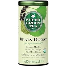 The Republic of Tea - Brain Boost SuperGreen Green Tea, Ginkgo Biloba, and Matcha Tea Blend 36 Tea Bags