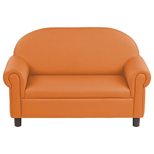 ECR4Kids SoftZone Little Lux Upholstered Pre-School Sofa for Kids Room, Orange