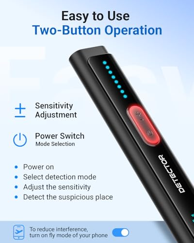 FIBATDOR Hidden Camera Detectors 6-in-1 Hidden Bug and Camera Detector GPS Tracker Detector for Travel, Hotels, Car