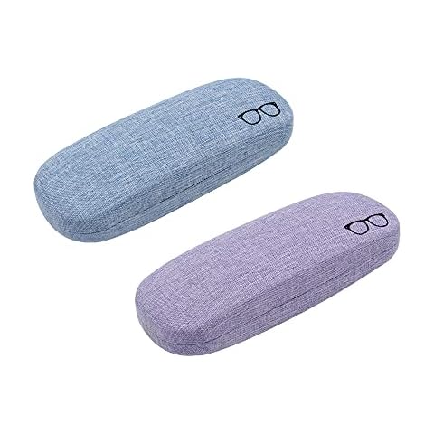 Sixfolo ManYing 2 Pack Eyeglasses Case Portable Hard Shell Linen Glasses Case for Sunglasses and Glasses Storage Cover