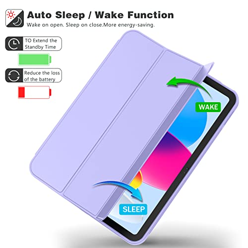 Image of ToaPoia Case for iPad (A16) 11 Inch 2025 /iPad 10th Generation 10.9 Inch 2022, Slim Trifold Stand Protective Cover with Pencil Holder and Soft TPU Back,Support Auto Sleep /Wake (Light Purple)