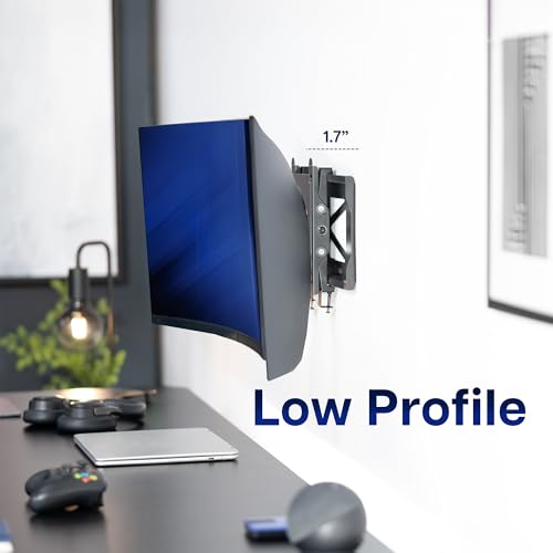 VIVO Low Profile Ultrawide Monitor Wall Mount for up to 49 inch Screens and up to 32” TVs, Holds 44 lbs, Tilt and Sliding Adjustment, Max VESA 200x400, Black, MOUNT-VW49U by VIVO - Image 4
