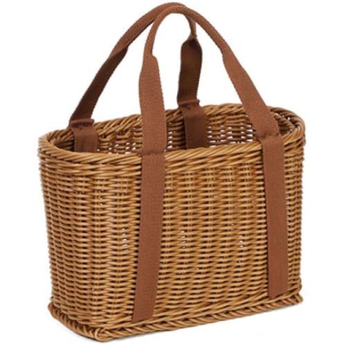 Keuyeo Hand Woven Shopping Basket Rattan Large Picnic Baskets Fruit Vegetable Storage Basket Grocery Bag with Handle