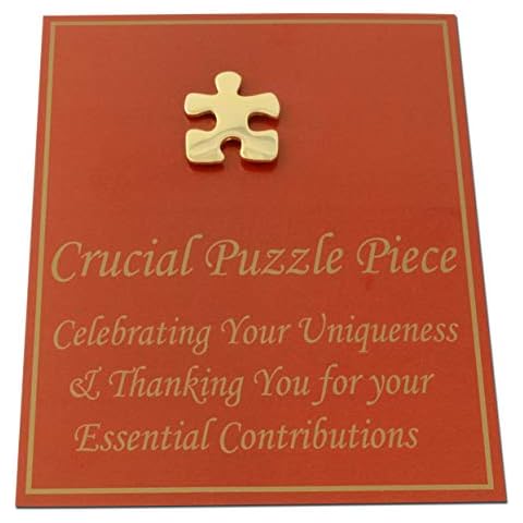 StockPins Gold Puzzle Piece Lapel Pin with Gift Card – Celebrate Uniqueness and Contribution – Perfect for Employee Recognition, Autism Awareness, and Thank You Gifts Cover