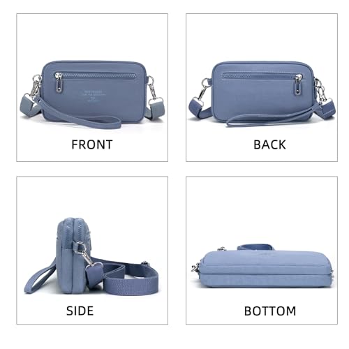 Image of JANKS Small Crossbody Bags for Women Wristlet Wallets Nylon Shoulder Bag with 4 Zipper Carry All Purse Credit Card Holder