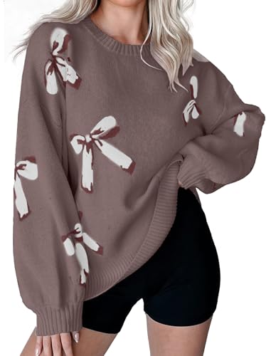 Libsorge Womens Oversized Cute Bow Sweaters for Women Fall Winter
