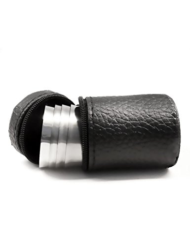 Outdoor Saxx 6er Set Edelstahl-Schnaps-Becher mit Leder-Tasche, unzerbrechlich