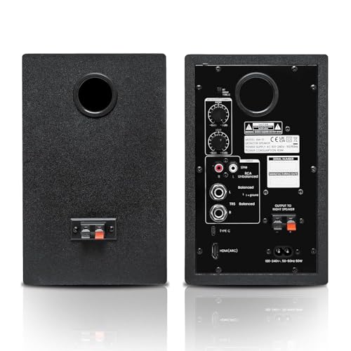 Image of Audio Array AM-S1 BT v5.3 |Professional 4 inch Studio Monitor Speaker Pair| 60W Class D Amplification,Woven Composite Woofer,1 inch Silk-Dome Tweeter,EQ Controls|Music /Monitor Mode, Aux, HDMI, USB C, TRS, RCA