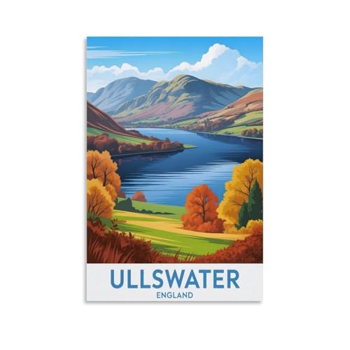 Ullswater Poster de voyage vintage Angleterre Lac 20 x 30 cm
