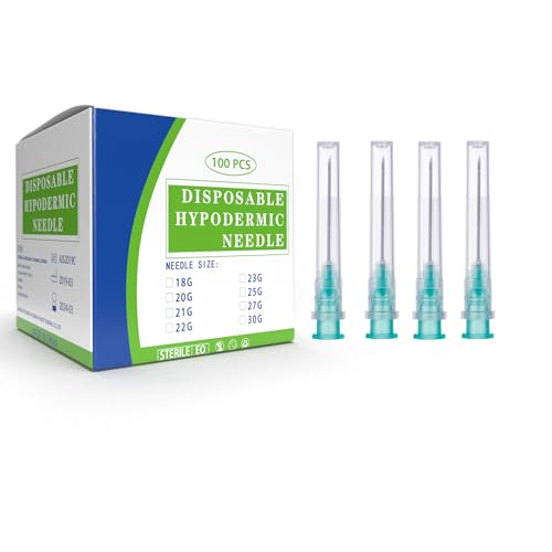 21 Gauge 1 Inch Luer Lock Needle, Disposable Dispensing Lab Supplies Individually Sealed Wrapped, Box of 100