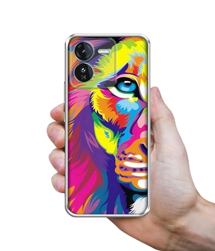 Image of Lion Design Printed Silicon Soft TPU Back Case Cover for iQOO Z9 5G, Multi Colour