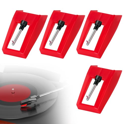 4 Pièces Pointe de Lecture Tourne-Disque Aiguille Diamant de Remplacement, Pointe de Lecture Aiguille Tourne Disque Universel Platine Vinyle Aiguilles pour...