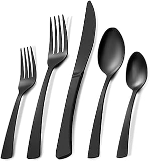 Black Silverware Set, APEO 20 Piece Flatware Set, Stainless Steel Cutlery Set, Service