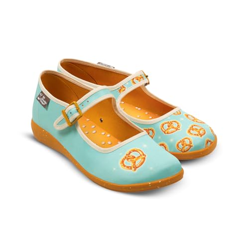 Image of Hot Chocolate Design Women's Mary Jane Flat Shoes - Mary Jane Flat Dress Shoes with Non-Marking Rubber Sole Adjustable Buckle-Strap, Adjustable Buckle-Strap and Cushioned Inner Sole with Arch Support