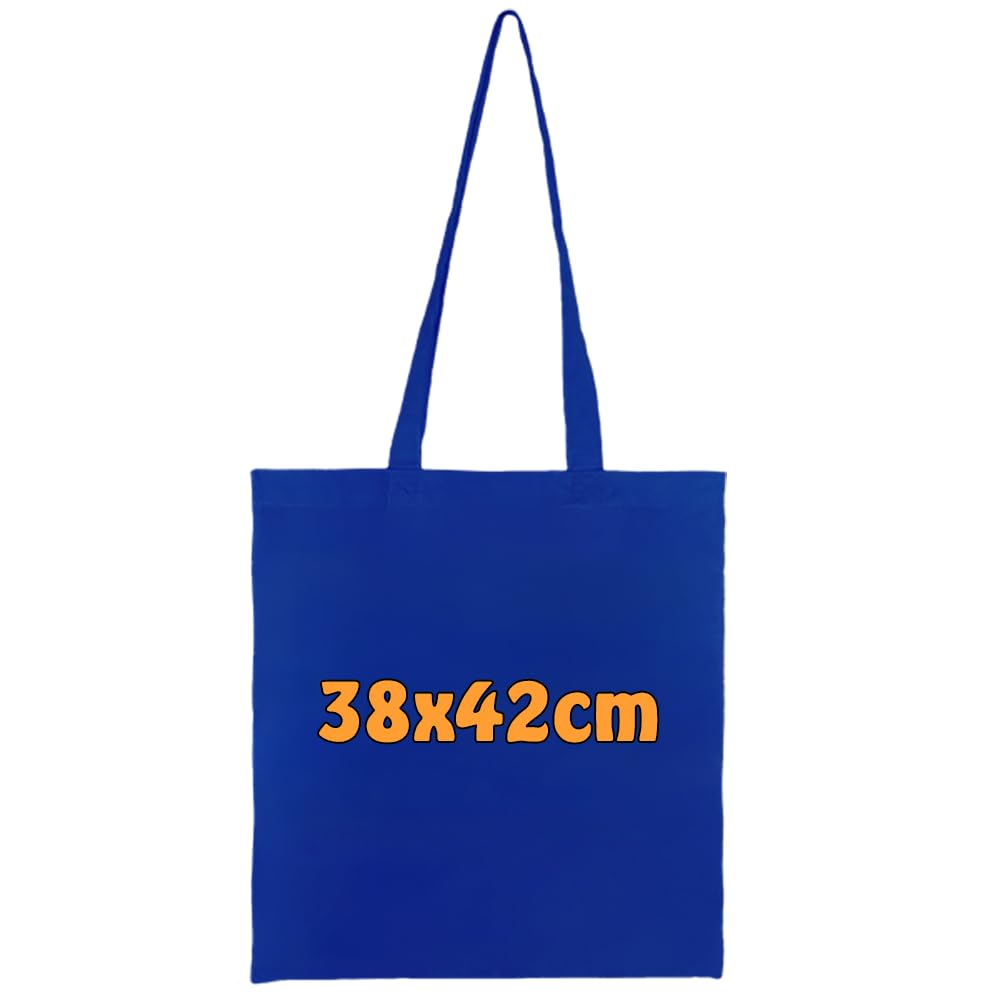 Cottonbagjoe 25 Stück Baumwolltaschen Königsblau | 38x42 cm | unbedruckt | lange Henkel | ideal zum Bedrucken & Beplotten | Öko-Tex zertifiziert