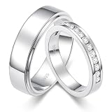 Dorunmo Personalized Couple Rings Set with Moissanite/CZ anillos de boda set para hombre y mujer 925 Sterling Silver Wedding Rings for Couples