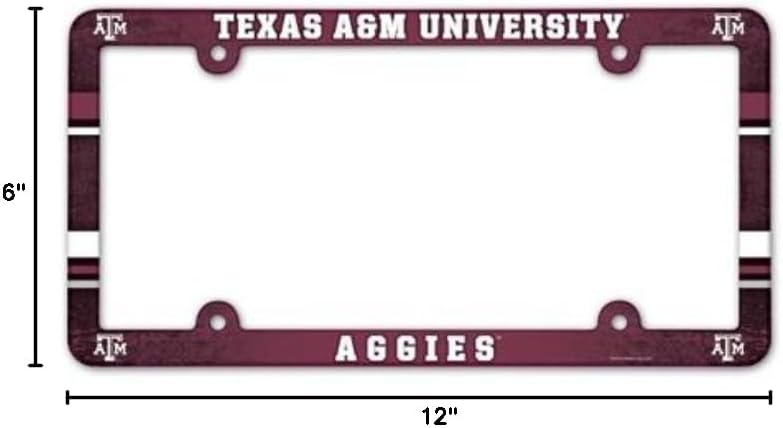 WinCraft Texas A&M Aggies Official NCAA 12 inch x 6 inch Plastic License Plate Frame 900708 - Image 2