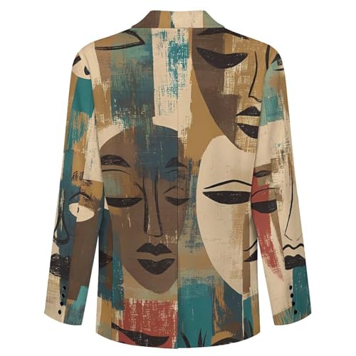 African Faces Art Masks Classic Suits Blazer for Men Business Tuxedo Jacket Sport Coat Two Buttons4