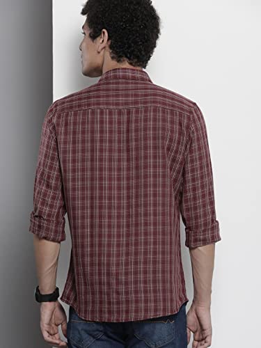 Image of The Indian Garage Co Men Regular Fit Checkered Full Sleeves Cutaway Collar Casual Shirt