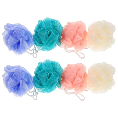 SMASOLO 8 pezzi Spugne Doccia Morbide e Resistenti Spugne Bagno in Rete per Corpo Esfolianti e Schiumose per Doccia e Bagno Uomini e Donne Lussuosa Schiuma Veloce e Delicata per Pelli