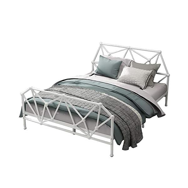 VBARV Stylish Style Metal Bed Frame, Solid Double Bed Frame, with Headboard and Footboard, Premium Steel Slat Support, with Large Storage Space, Easy Assembly, Multiple Size