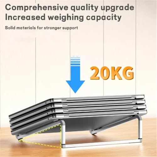 Soporte para portátil de escritorio elevador y plegable de aluminio plateado 6