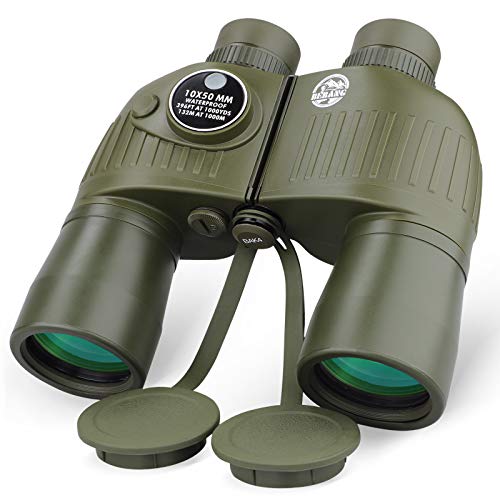 Prism�ticos marinos para adultos, telescopio �ptico con buscador de alcance y br�jula BAK4 prisma FMC lente para barcos, pesca, viajes, observaci�n de aves