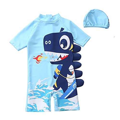 Moneric Traje de baño Dinosuar para niños Traje de baño para niños Traje de baño para niños Traje de baño con Gorra, Niño-s005, 4-5 Años Cover