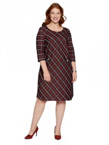 Afibel - Vestido de malla liso o jacquard, negro/rojo, 38