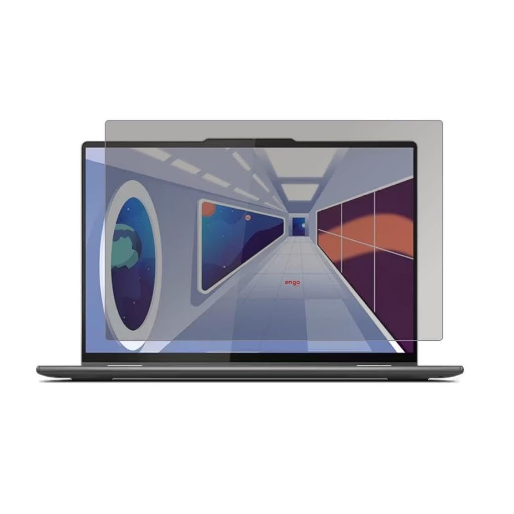 Engo Lenovo Yoga 7 16 İnç İle Uyumlu Hayalet Ekran Koruyucu Notebook, Yandan Görünmeyen Anti-Spy Gizlilik (Privacy) Laptop Koruması, 9H Temperli Nano Kırılmaz Esnek Cam, Parlama Önleyici