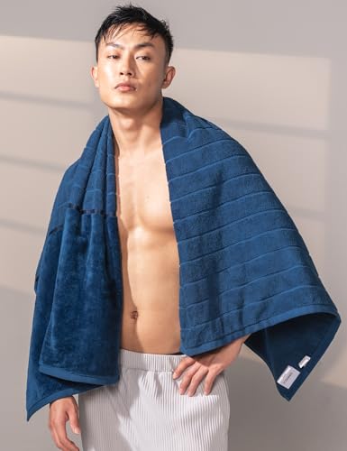 Image of DAMENSCH 100% Cotton Towel, Super Soft Towels for Bath Large Size, Ultra Absorbent, Quick Dry Towel for Women, Long Lasting Colours Towels for Bath Men-Nightfall Blue
