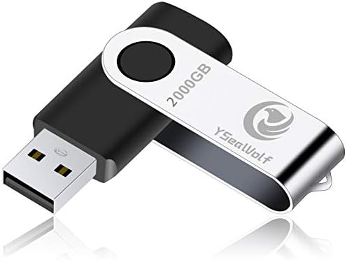 USB Flash Drive 2000GB, 2.0 USB Thumb Drives YSeaWolf for Computer/Laptop, External Data Storage Drive with Rotated Design, Memory Stick, Jump Drive Storage for Storing Photo/Video/Music/File(Black)