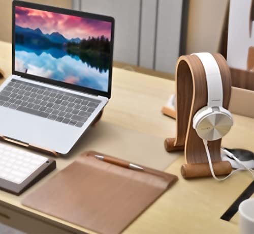 Headphone Stand, SAMDI Wood Gaming headset Stand Display holder Hanger Omega shape For Bose, Beats, Skull Candy, Sony, AKG,Sennheiser, Stable & Compact (Black Walnut)