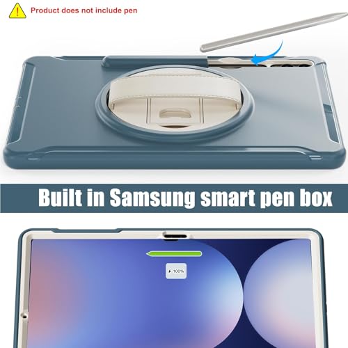 Junfire Case for Samsung Galaxy Tab S10+/S9 FE+/S9+/S8+/S7 FE/S7+ 12.4 Inch, Shockproof Kids Protective Case with Screen Protector Kickstand Hand Strap Pen Holder for S9 FE Plus/S9 Plus Tablet-Blue - Image 5