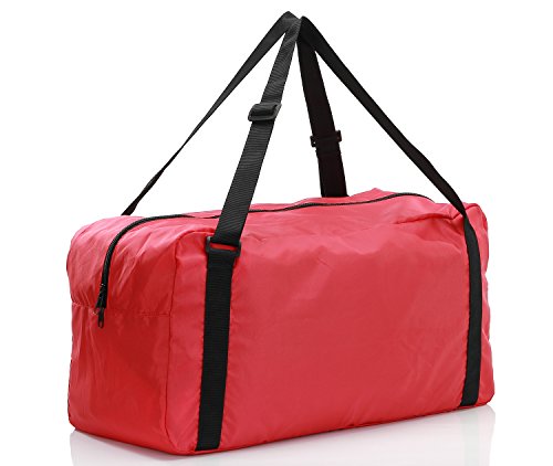 Image of HOLYLUCK Foldable Travel Duffel Bag for Women & Men Luggage Great for Gym (Red)