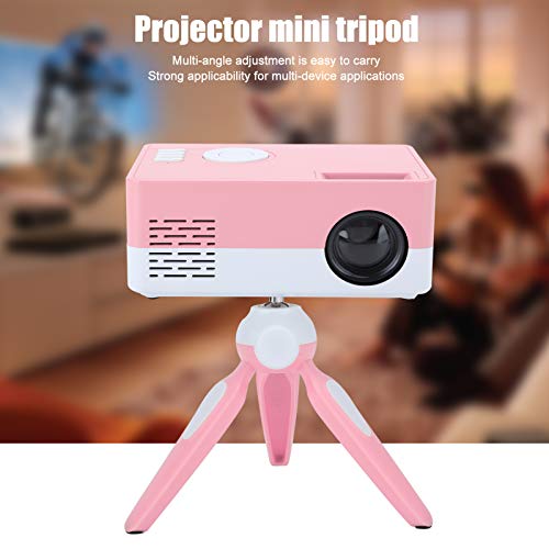 LED-Projector, Draagbare Projector met Standaard, HiFi-Stereo Handmatig Scherpstellen Mini-Projector Beamer Thuisbioscoop Beamer met Statief voor Buitenfilms Game-Entertainment(Wit Roze EU) - Image 4