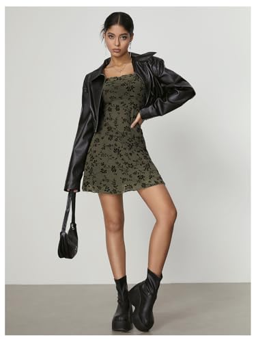 Image of Verdusa Women's Mini Dress Floral Spaghetti Strap Mesh Short Dresses Going Out Sundress Y2k Gothic Clothes