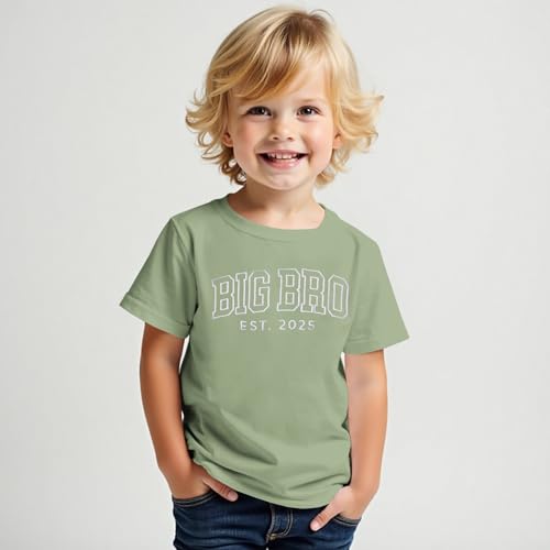 Big Brother Shirts Toddler Baby Boy Embroidery Big Bro Est. 2025 T-Shirt Summer Short Sleeve Tees Announcement Tops3