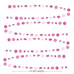 Hot Pink Party Decorations Circle Dots Garland Rose Pink White Hanging Paper Polka Dots Streamer for Birthday Bachelorette Engagement Wedding Baby Bridal Shower Anniversary Minnie Theme Party Supplies - Image 2