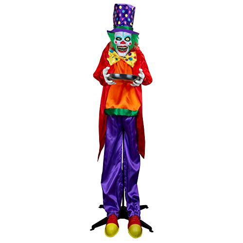 Holidayana Animated Clown Halloween Decoration - 5.6 ft Tall Animatronic Clown with Candy