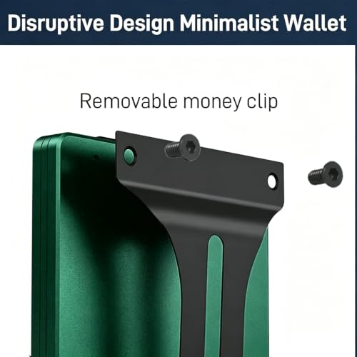 Image of Minimalist Carbon Fiber Wallet for Men, Money Clip Cash Strap Wallet, RFID Blocking Metal Wallet Aluminum Card Holder,Front Pocket Wallet(Matte Forest Green)