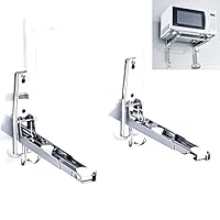 AWADUO Edelstahl Mikrowellenherd Rack, Retrackable Faltbare Mikrowelle Wall Mounted Ständer Halter Rack Bracket mit zwei Haken