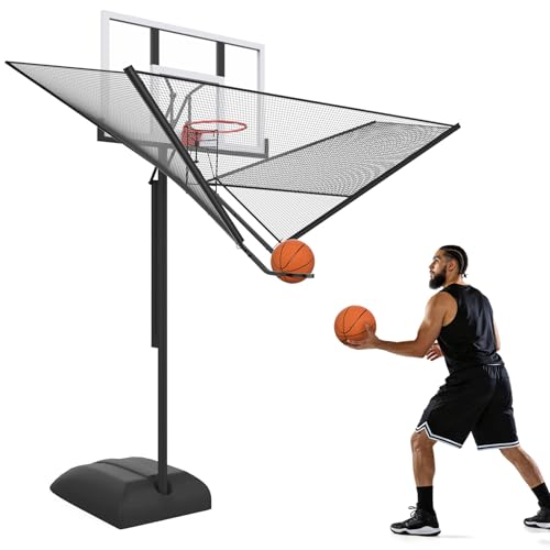 Upgrade Basketball Shot Trainer with Net Return Attachment Heavy Duty Basketball Rebounder Ball Return for Basketball Hoop fit 18 Basketball Rim for Outdoor Indoor