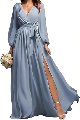 Robe de demoiselle d'honneur mousseline fluide de qualité supérieure plissée main