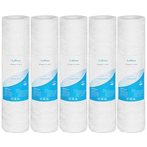 Lafiucy 10 Micron 10″ x 2.5″ String Wound Sediment Water Filter Cartridge,5 Pack,Whole House Sediment Filtration, Universal Replacement for Most 10 inch RO Unit
