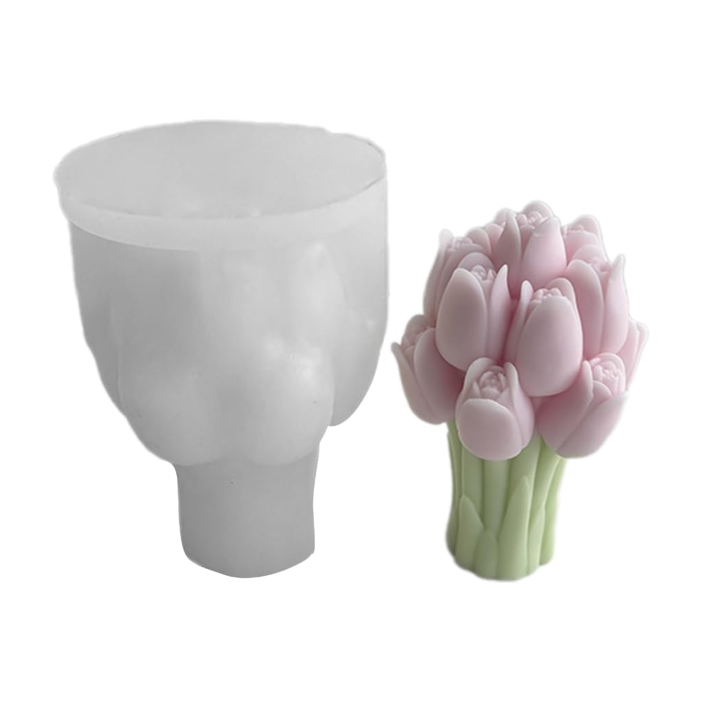Silicone Mold Craft Tulips Bouquets Shape Flower Statue Silicone Clay for Hand-Making Professional Grade Mold