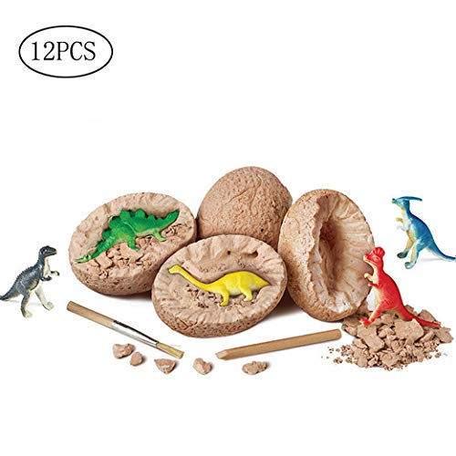 Yeelan Dig Dinosaur Dino Egg Dig Kit 12 Dinosauri Fossili Kit di Scavo Giocattoli per Bambini Festa di Compleanno di Pasqua Archeologia Giocattolo Scientifico (12 Pezzi Uova di Scavo)
