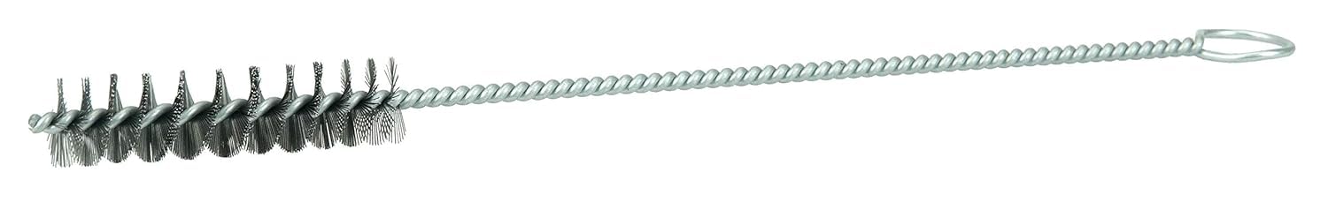 Weiler 21097 Hand Tube Brush, Single Stem/Single Spiral, 1/2", 0.06" Steel Wire Fill, 2" Length, Made in The USA (Pack of 10)