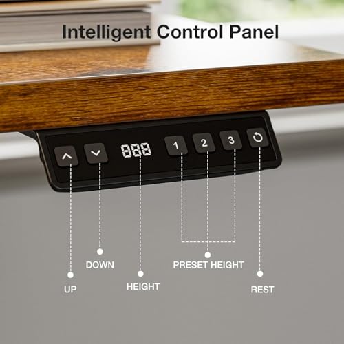 Image of Muvai 71 Inch L Shaped Standing Desk Adjustable Height with Cable Management Tray,Gaming Electric Corner Standing Desk, Sit Stand Computer Table with Reversiable Splice Board, Rustic Brown